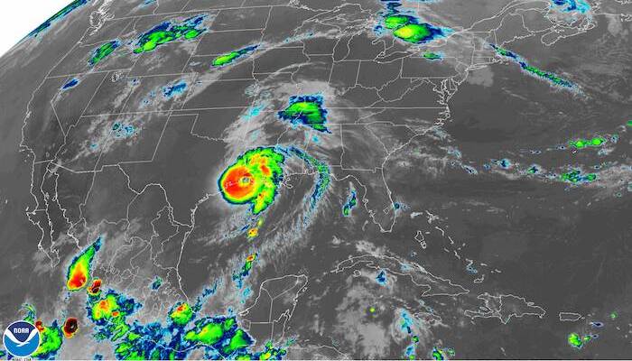 hurricane laura forming over the united states in 2020
